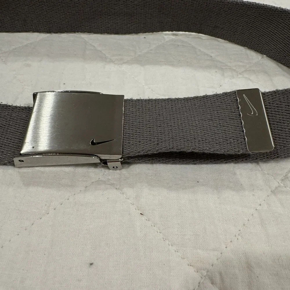 Nike Mens Charcoal Gray Mesh Fabric Web‎ Belt Adjustable Sliver Buckle One Size